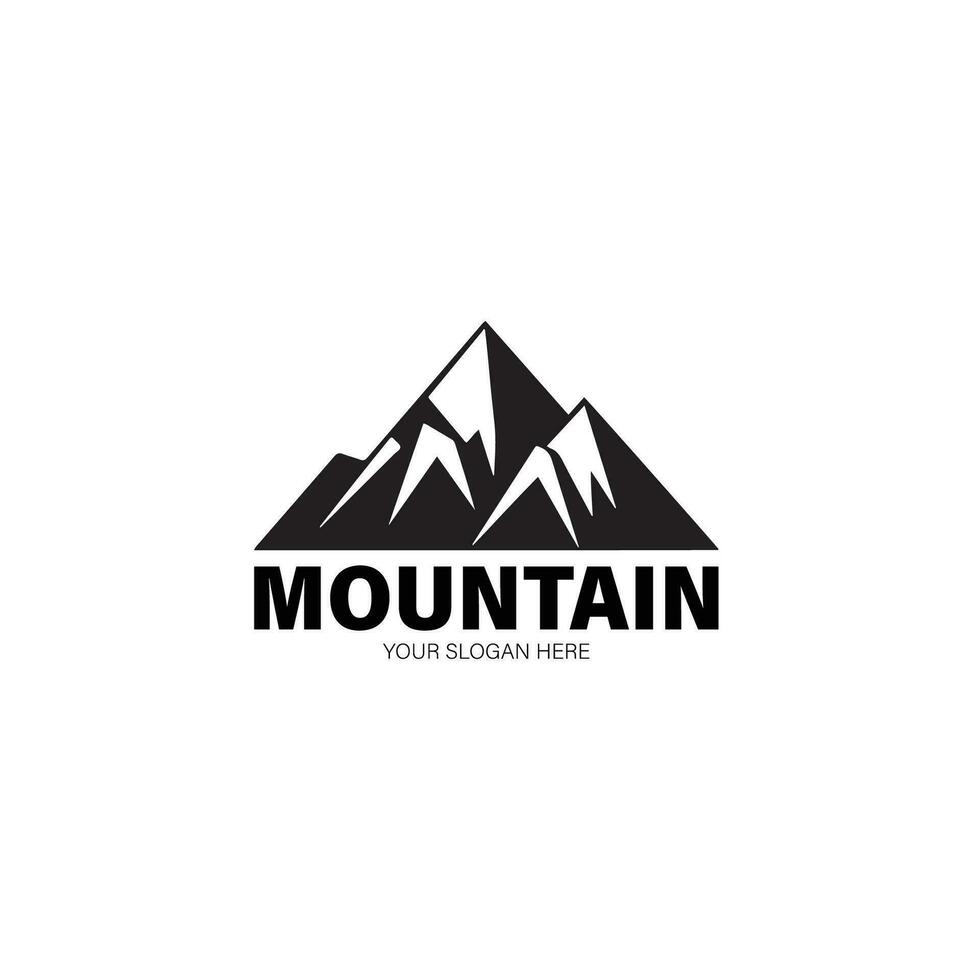 montagna logo con siluet design e bianca e nero colore vettore