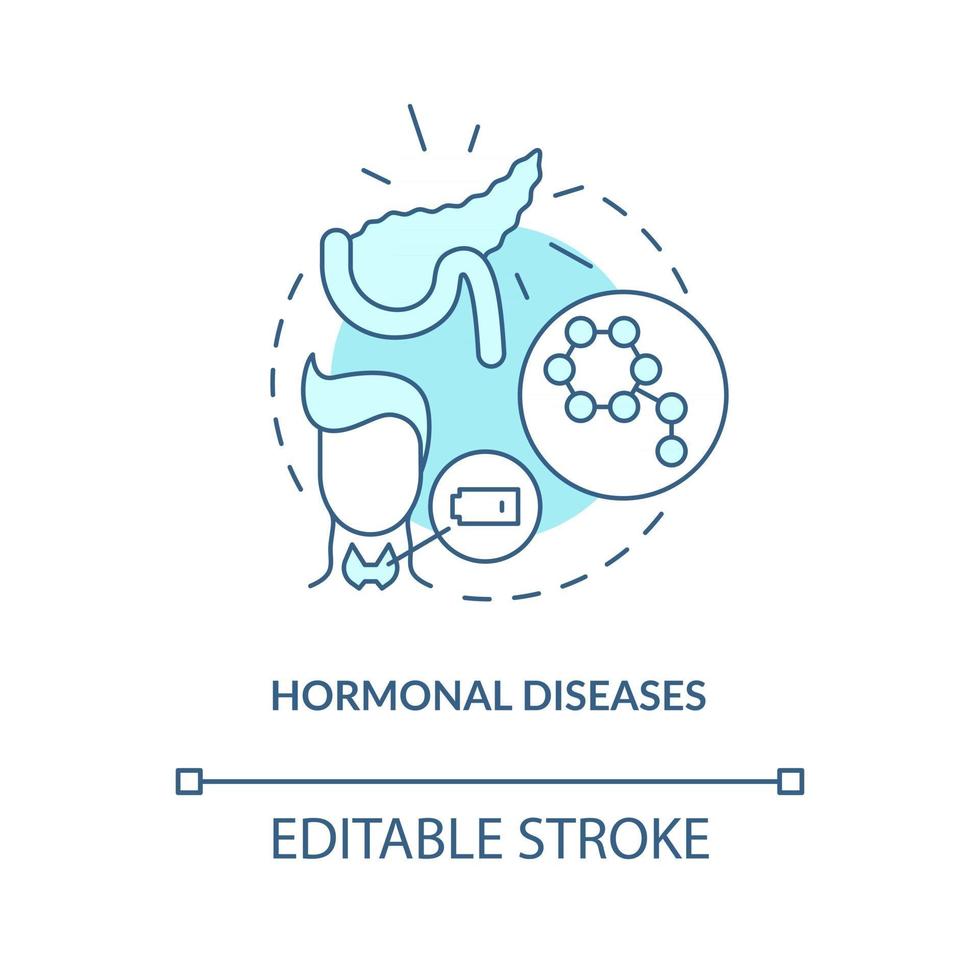 icona del concetto di malattie ormonali. problemi nella salute umana. medicina per il trattamento. aiuto medico idea astratta linea sottile illustrazione. disegno a colori contorno vettoriale isolato. tratto modificabile