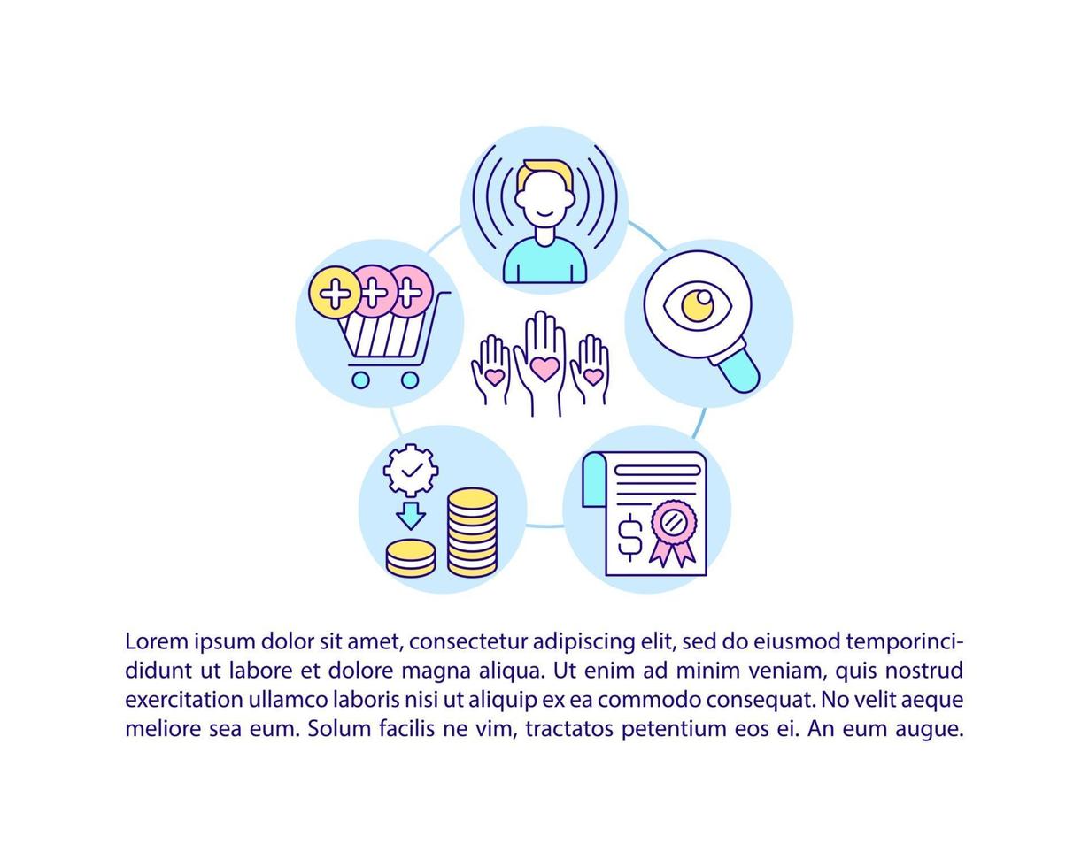 icone della linea di concetto di fondi gratuiti con testo. modello di vettore di pagina ppt con spazio di copia. brochure, rivista, elemento di design newsletter. trovare illustrazioni lineari di fonte di denaro su bianco