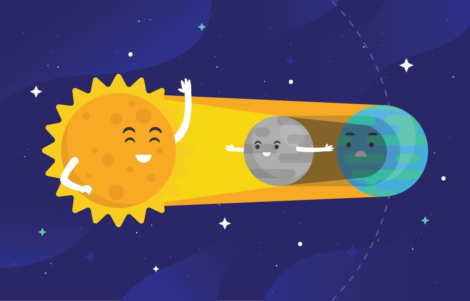 concetto di eclissi solare dei cartoni animati vettore