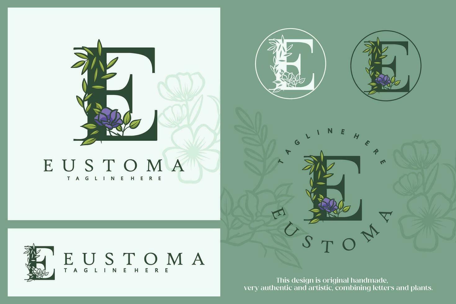 floreale botanico lettera d. monogramma font logo combinato con impianti. cerchio fiore logo, pittorico, nel pastello colori vettore