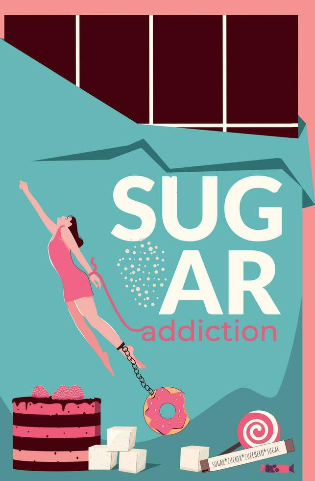 zucchero dipendenza collage vettore