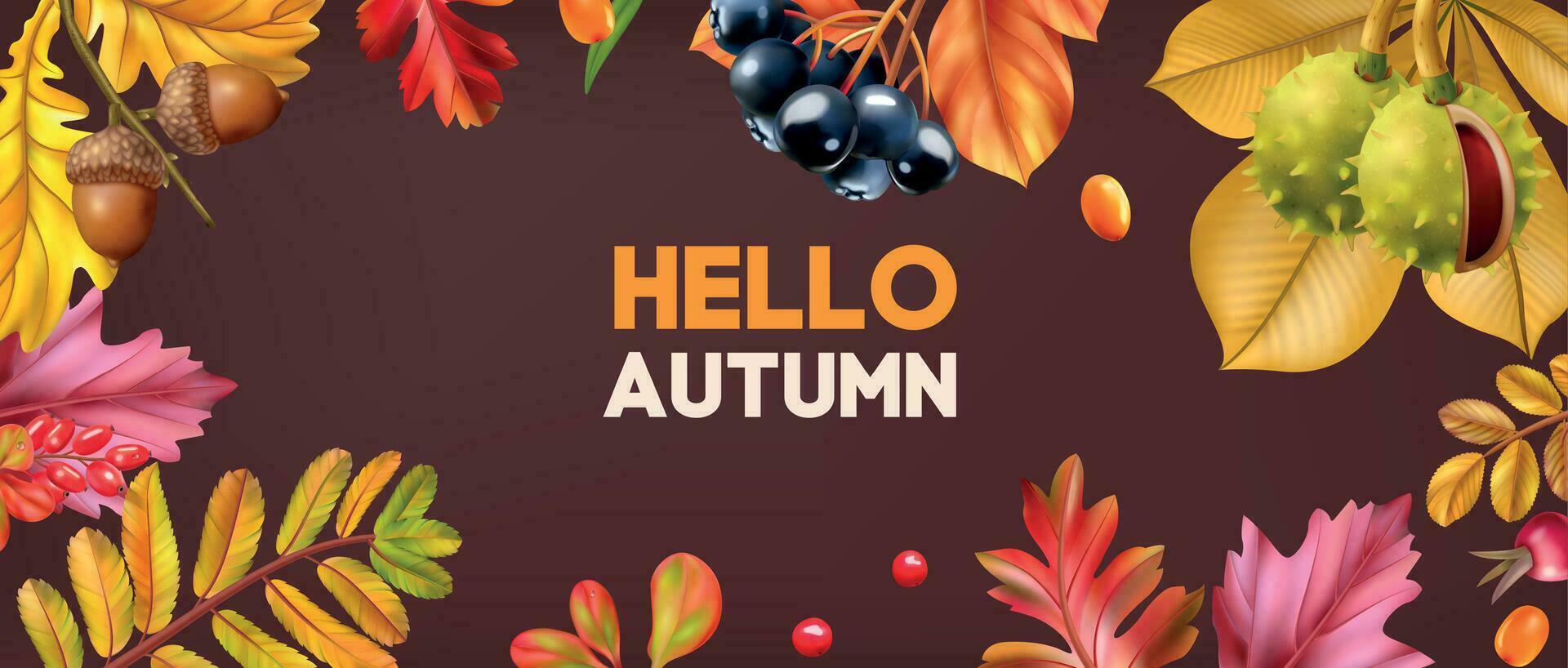 Ciao autunno realistico telaio vettore