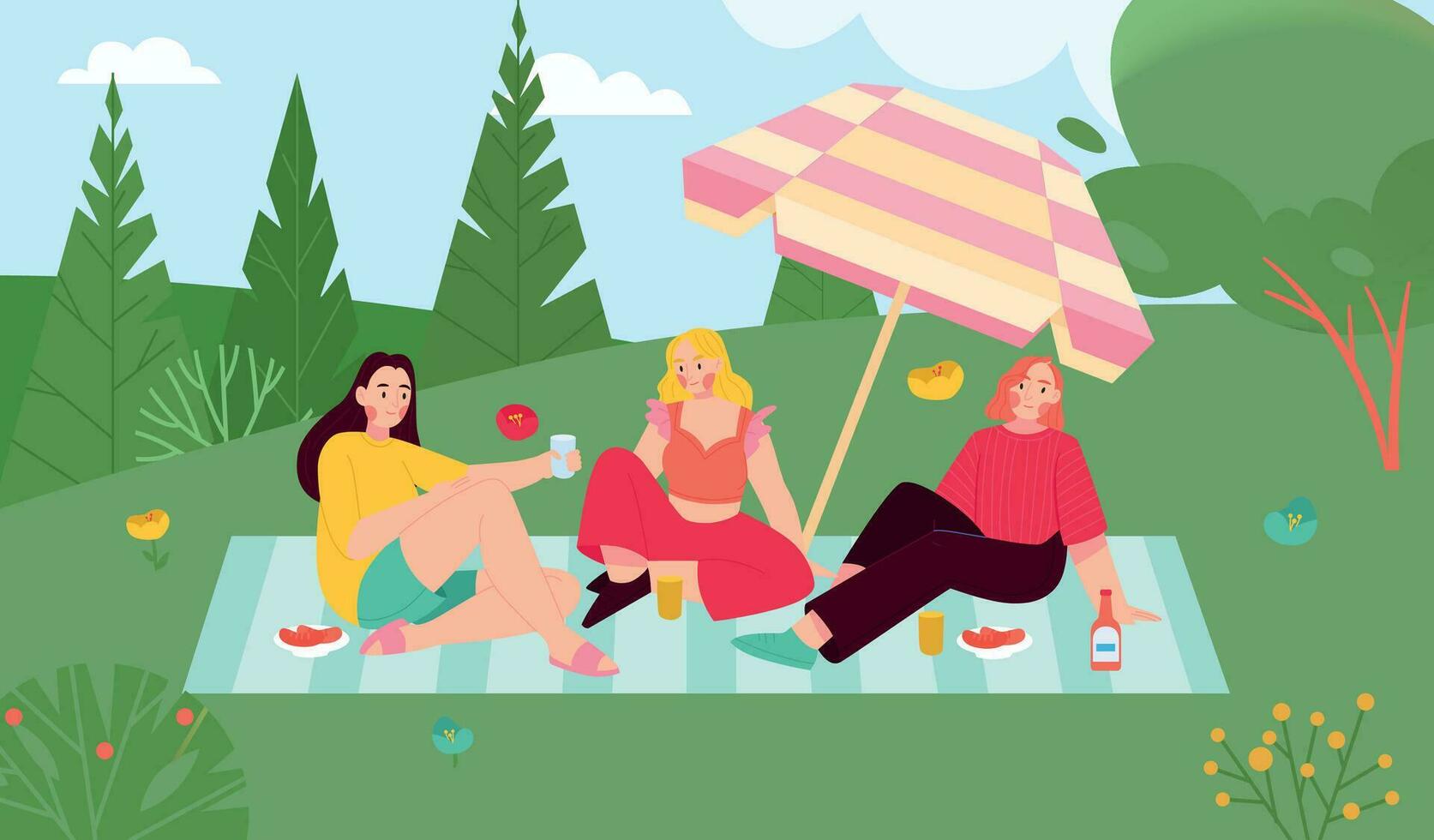 picnic piatto illustrazione vettore