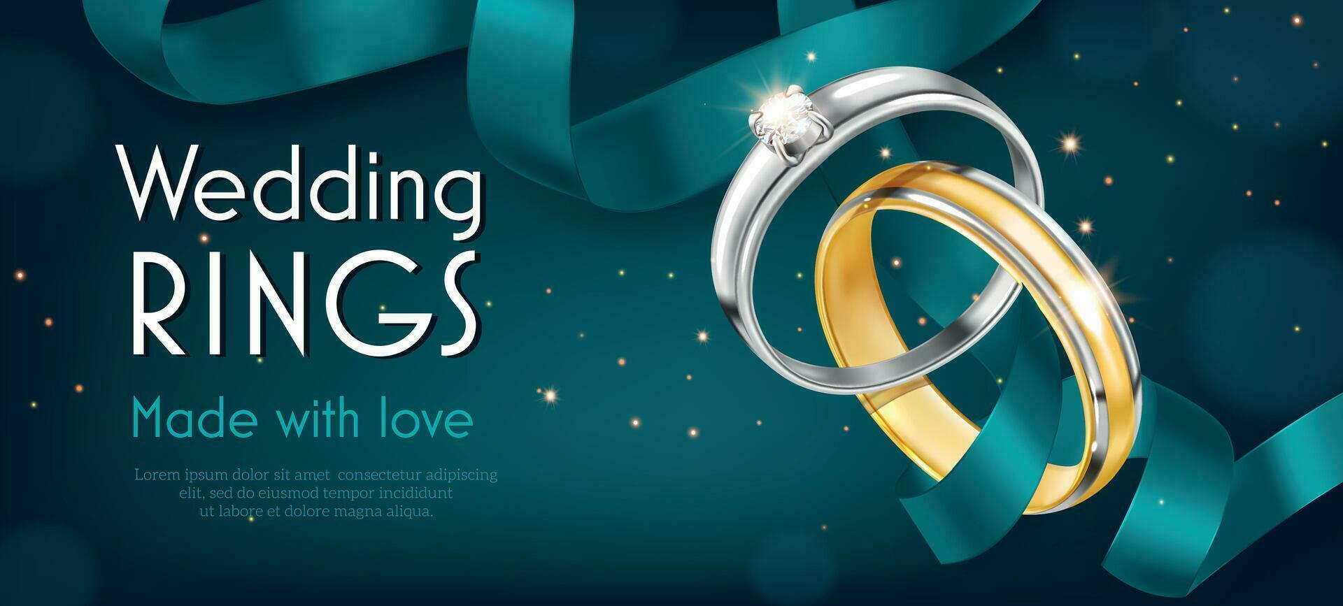 nozze anelli realistico manifesto vettore
