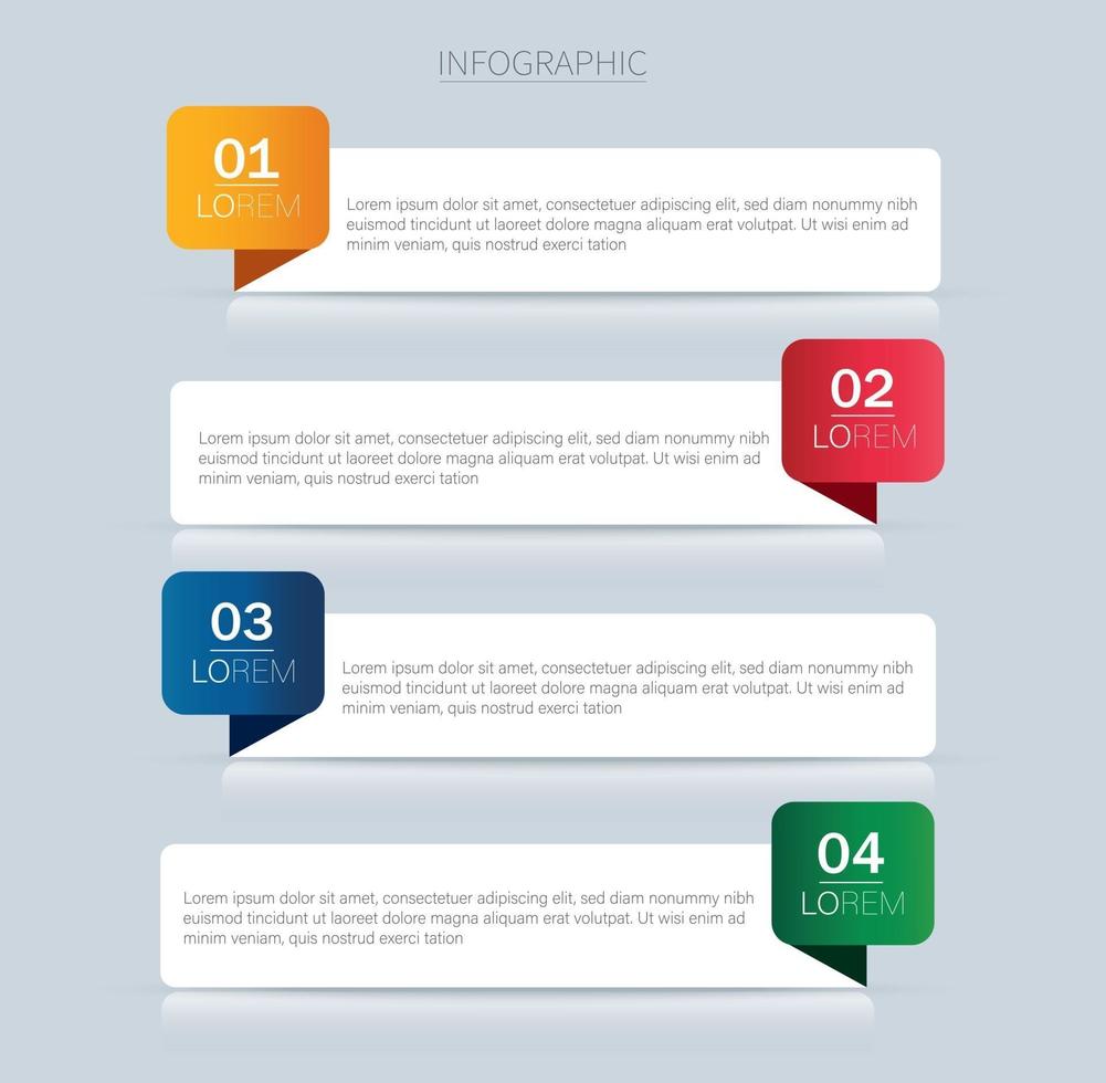 grafiche informative colorate per presentazioni aziendali. diagramma con 4 passaggi vettore