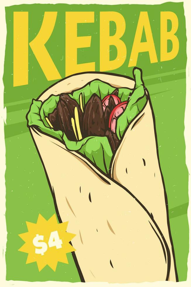 kebab cibo manifesto design per Stampa vettore