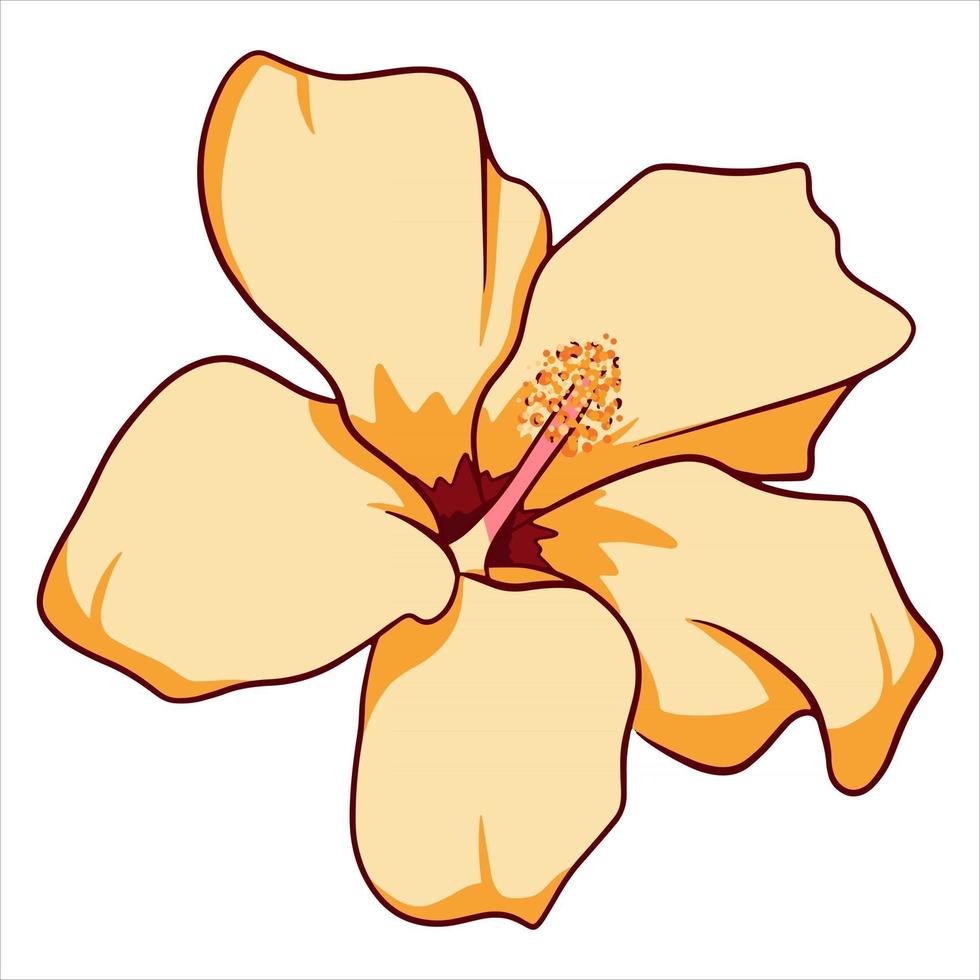 fiore luminoso pianta tropicale in stile cartone animato vettore
