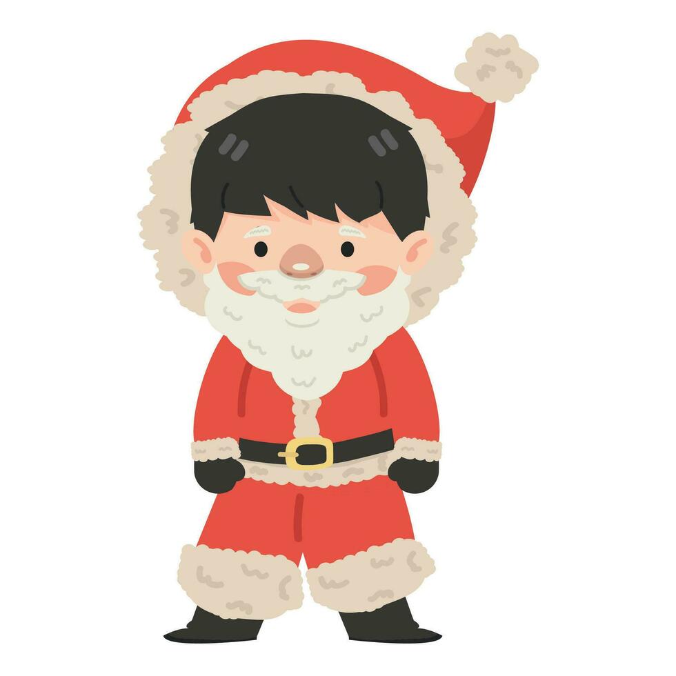 ragazzo ragazzo con Santa Claus costume pronto per Natale vettore