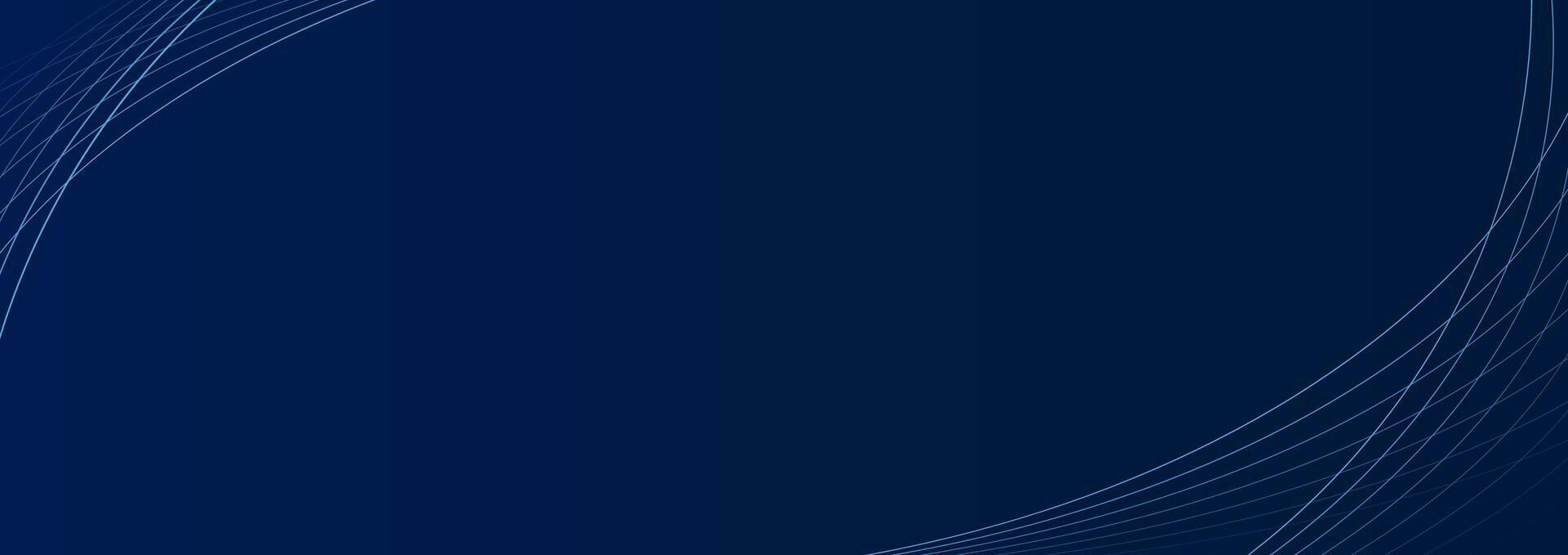 astratto sfondo con curva moderno Linee su buio blu sfondo. illustrazione orizzontale modello sfondo striscione. vettore