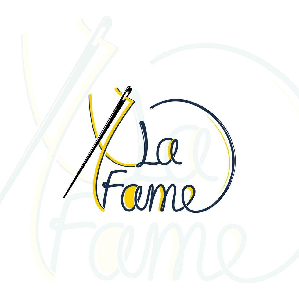 cucire ago. logo emblema lettering con cucire ago con filo, isolato su bianca sfondo. stile, logo, icona, disegno, idea, etichetta. vettore illustrazione