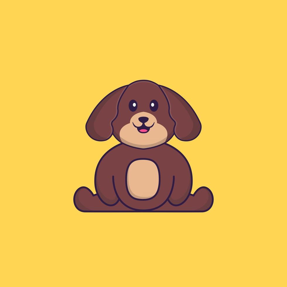 simpatico cane è seduto. concetto animale del fumetto isolato. può essere utilizzato per t-shirt, biglietti di auguri, biglietti d'invito o mascotte. stile cartone animato piatto vettore