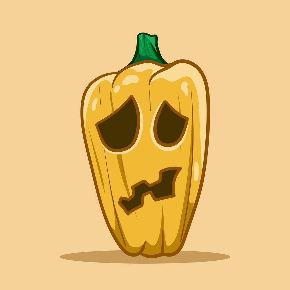 personaggio carino di Halloween zucca autunno simbolo. piatto design. Halloween pauroso zucca con Sorridi, contento viso. arancia schiacciare silhouette isolato su sfondo vettore