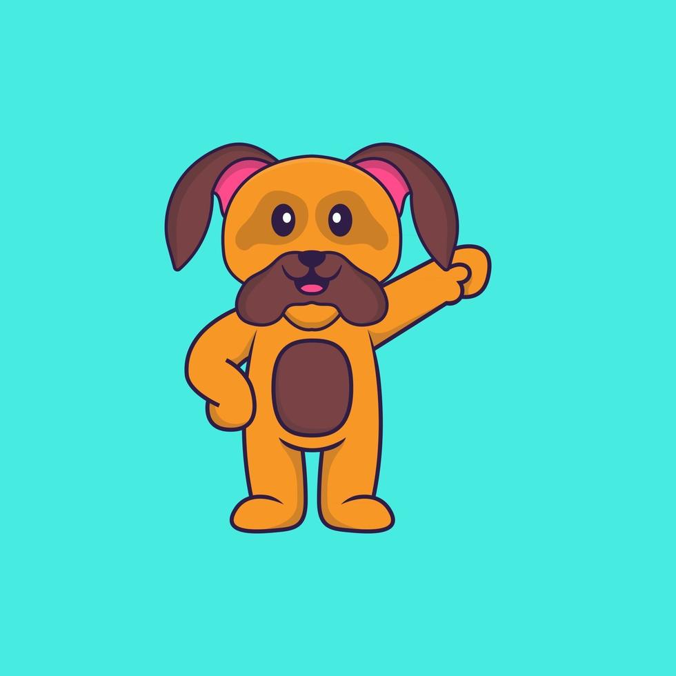 simpatico cane eroe. concetto animale del fumetto isolato. può essere utilizzato per t-shirt, biglietti di auguri, biglietti d'invito o mascotte. stile cartone animato piatto vettore