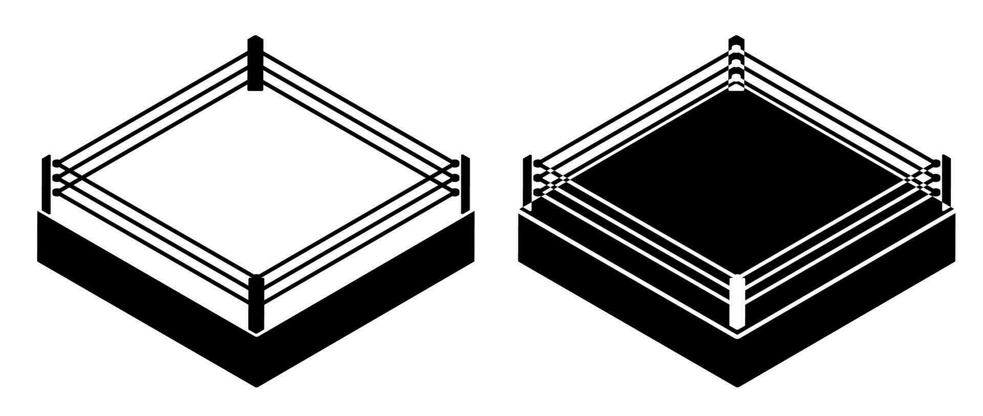 arena per boxe e marziale arti partite. vuoto gli sport squillare nel semplice nero e bianca stile. vettore