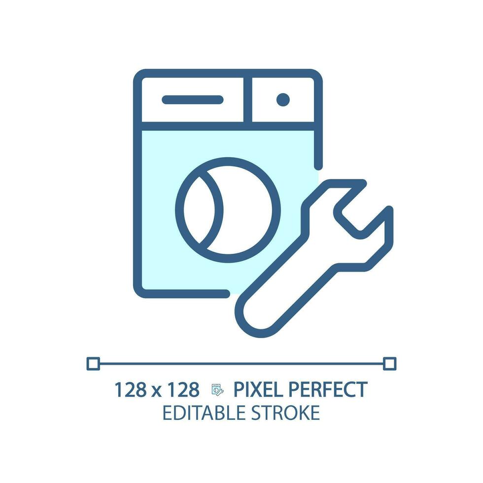 2d pixel Perfetto modificabile blu lavaggio macchina riparazione icona, isolato vettore, magro linea illustrazione che rappresentano impianto idraulico. vettore