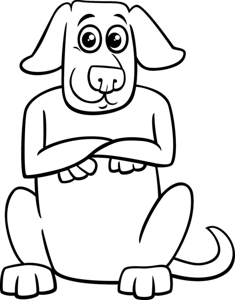 cartone animato seduta cane animale personaggio colorazione pagina vettore