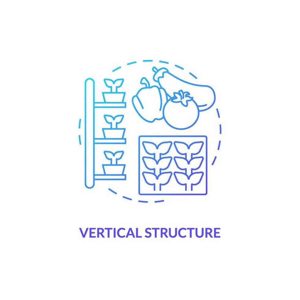 2d pendenza verticale struttura icona che rappresentano verticale agricoltura e idroponica concetto, isolato vettore, magro linea illustrazione. vettore