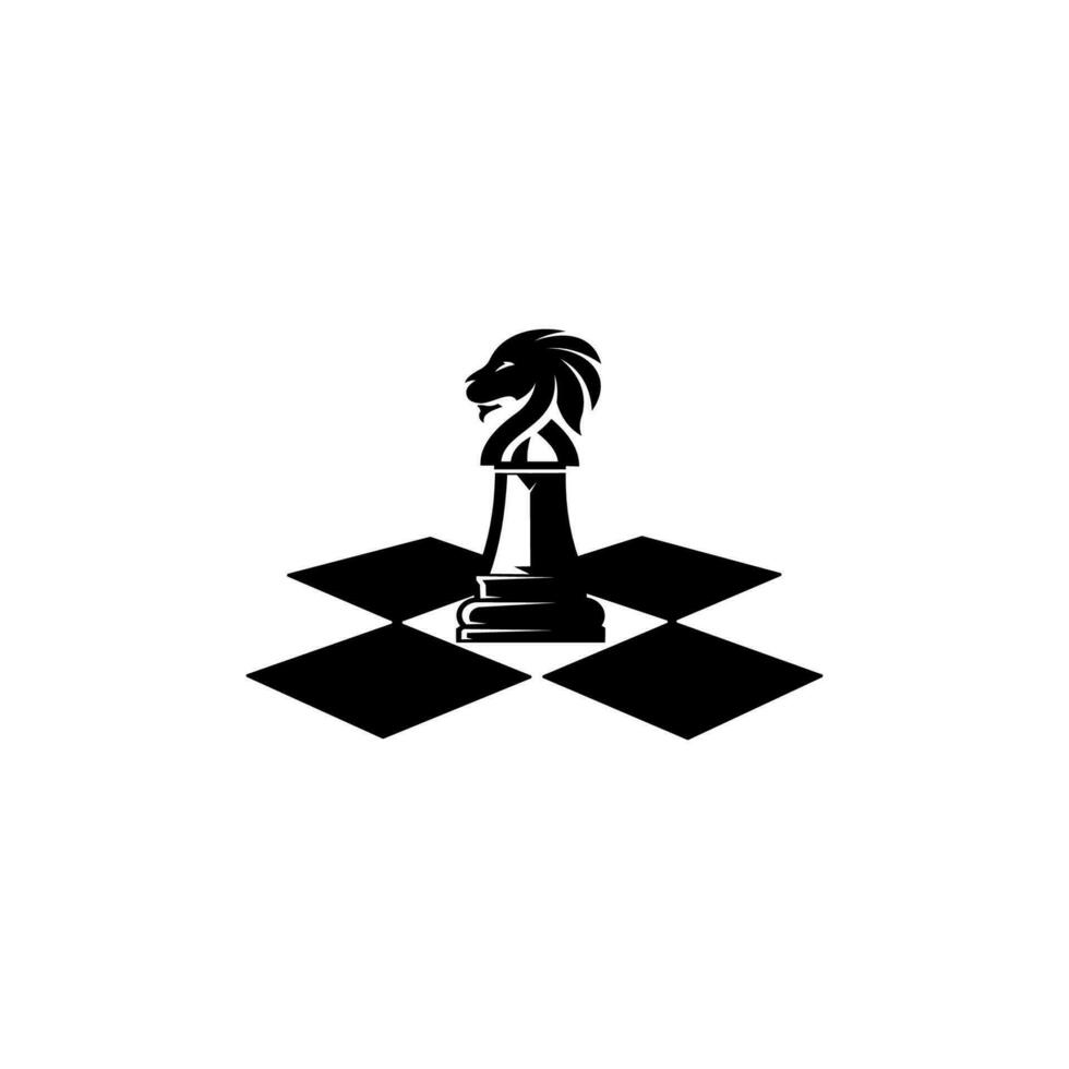 scacchi logo design azione e illustrazione. nero scacchi cavaliere cavallo stallone statua scultura silhouette logo design vettore