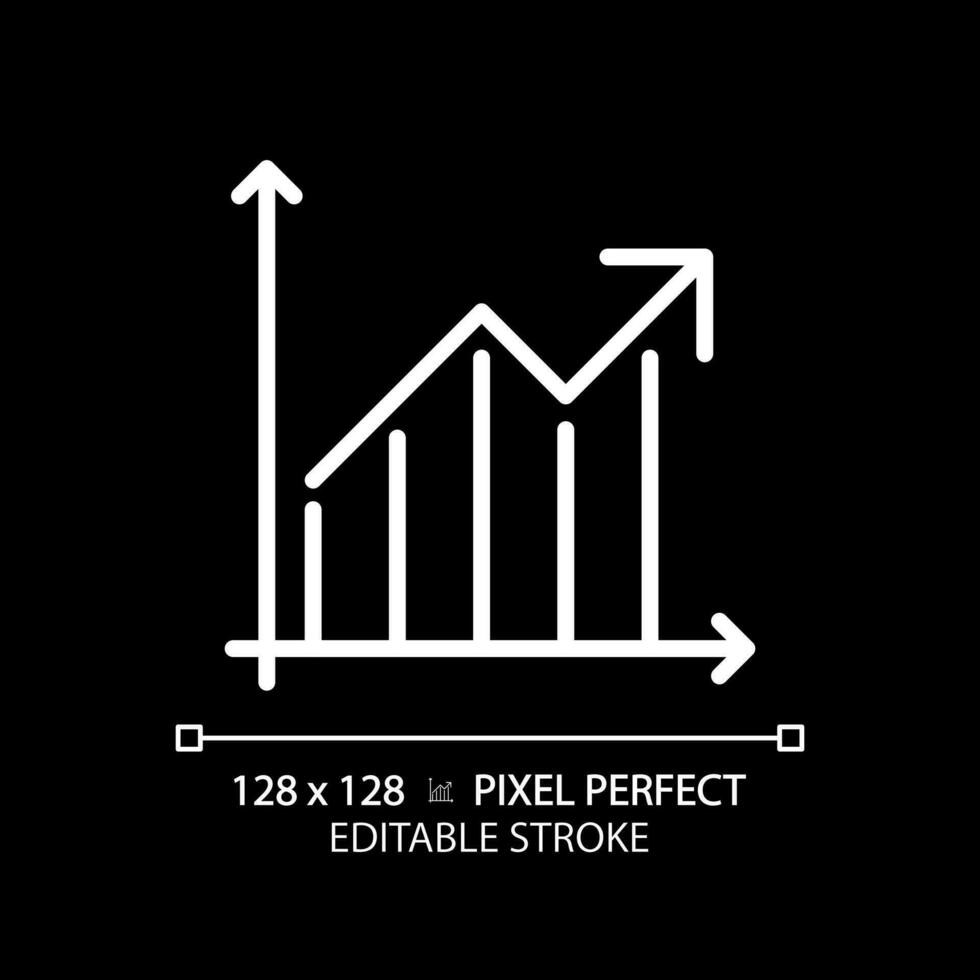 crescita diagramma bianca lineare icona per buio tema. attività commerciale grafico. freccia andando su. finanziario analisi. economico indicatore. magro linea illustrazione. isolato simbolo per notte modalità. modificabile ictus vettore