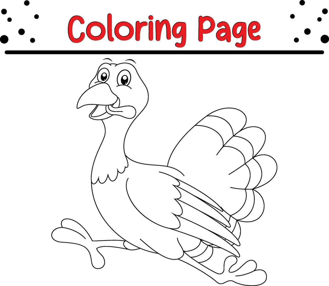 contento ringraziamento colorazione pagina per bambini. tacchino colorazione libro. vettore