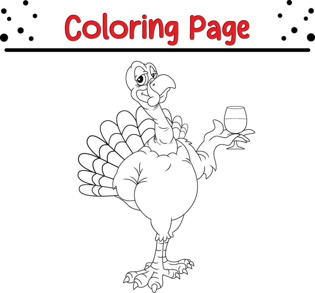 contento ringraziamento colorazione pagina per bambini. tacchino colorazione libro. vettore