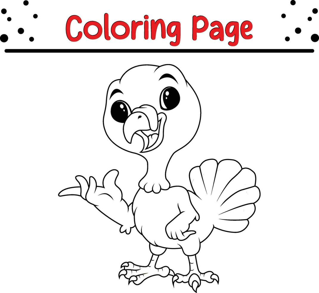 contento ringraziamento colorazione pagina per bambini. tacchino colorazione libro. vettore