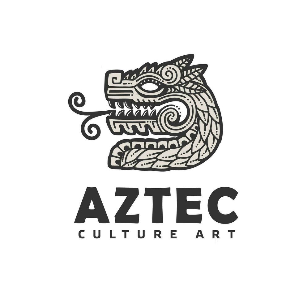 mano disegnato azteco Drago testa vettore