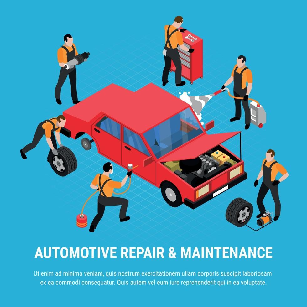 illustrazione vettoriale di concetto di riparazione automobilistica