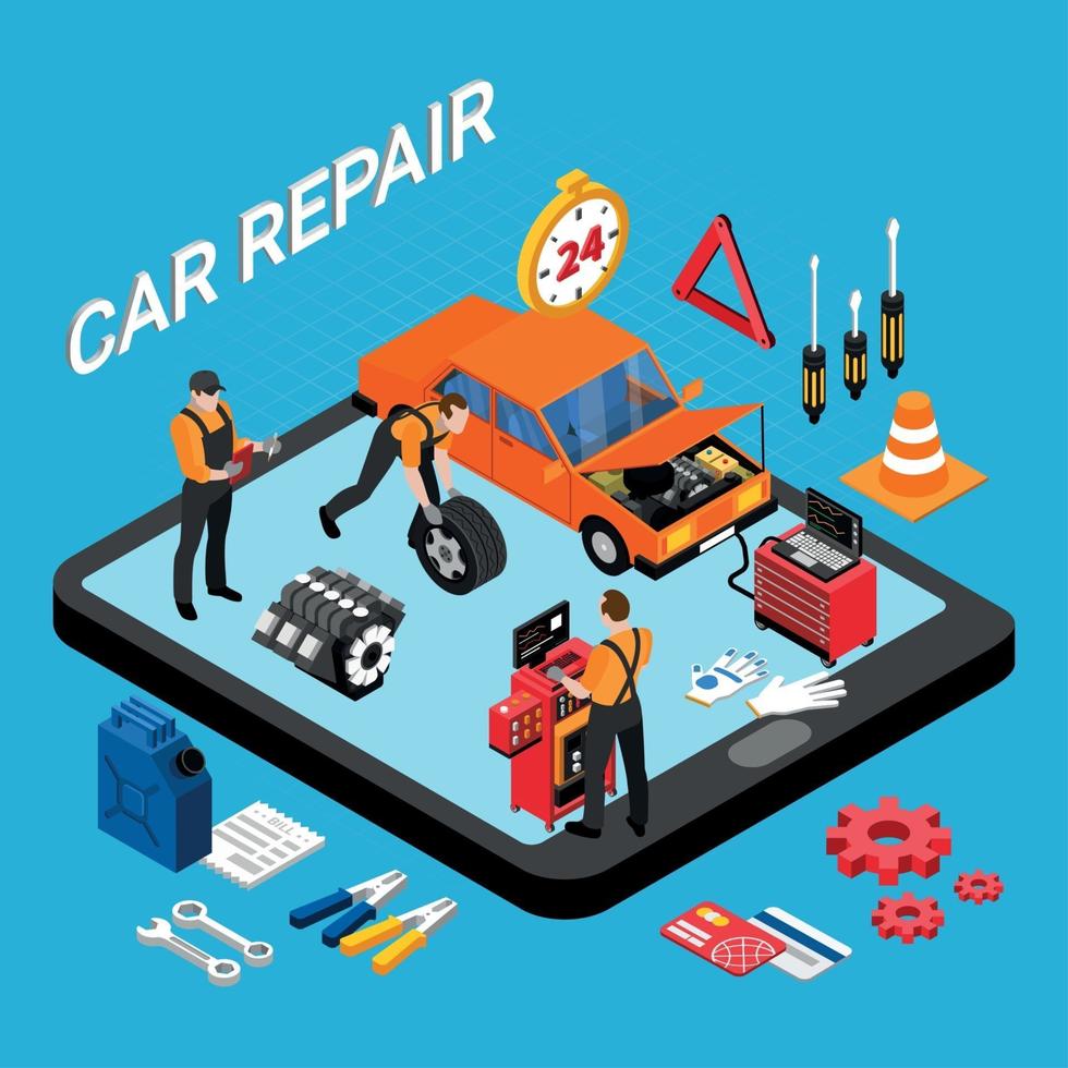 illustrazione vettoriale di concetto di riparazione auto