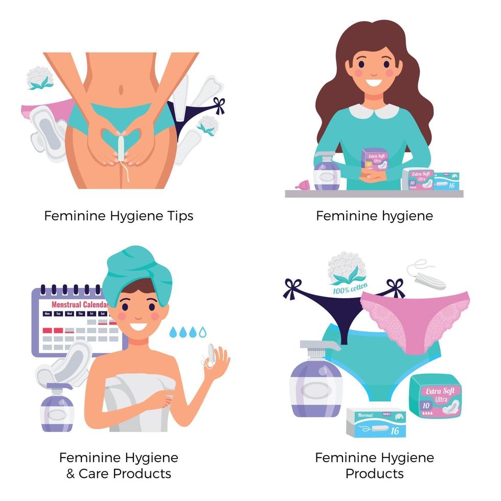 illustrazione vettoriale di concetto piatto di igiene femminile