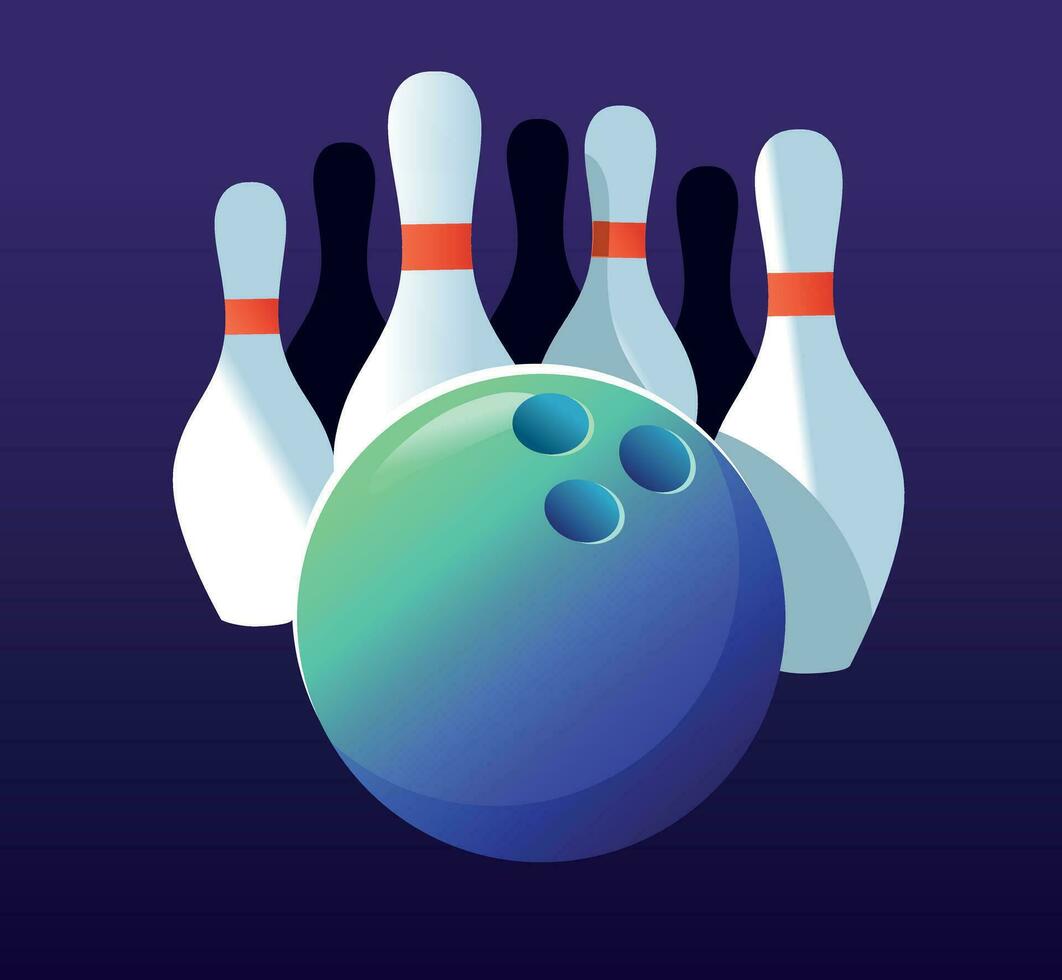 illustrazione di un' bowling vicolo con perni vettore