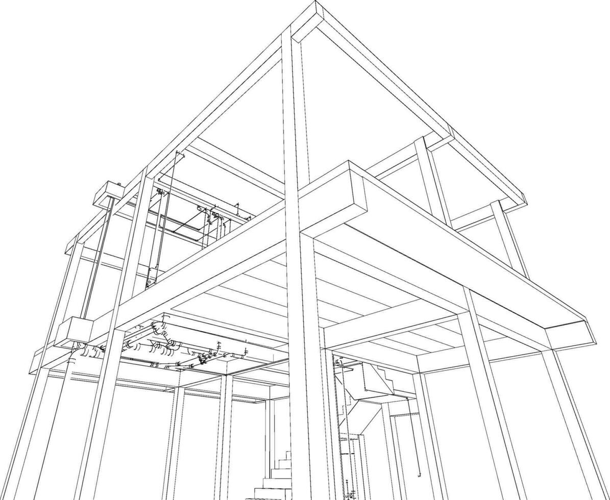 3d illustrazione di edificio e costruzione vettore