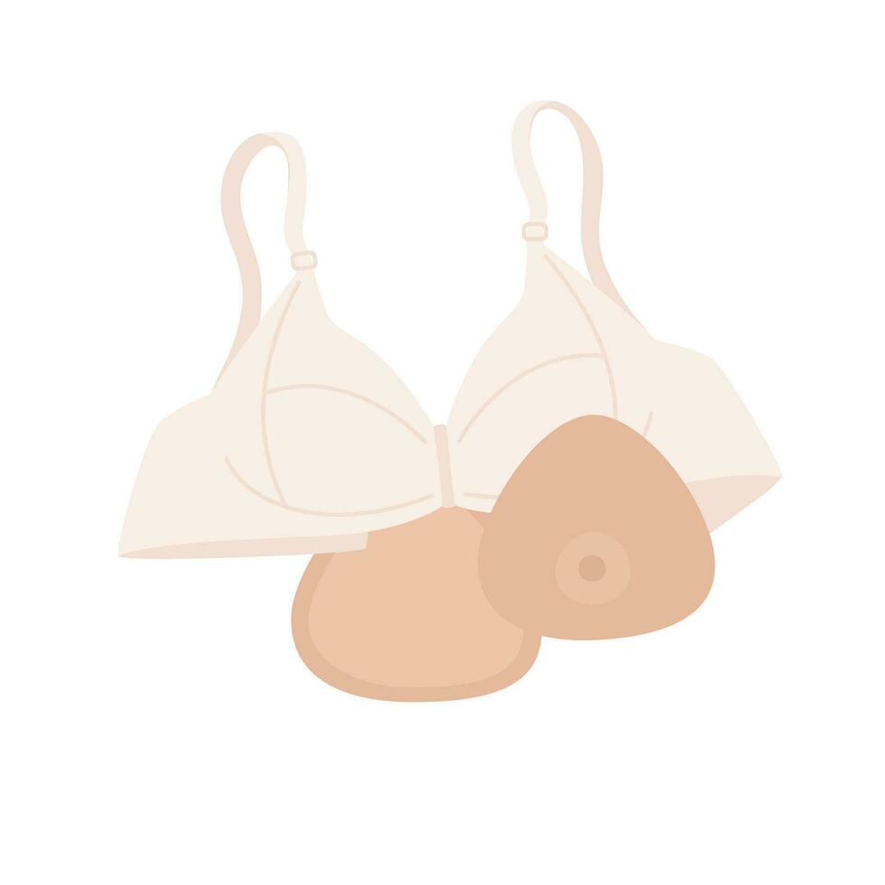 Seno protesi. Seno protesi e inviare chirurgia reggiseno per Seno cancro paziente dopo mastectomia. vettore illustrazione.