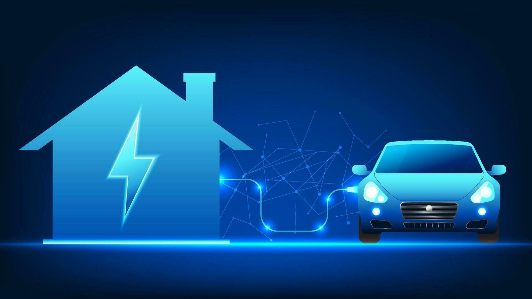 elettrico auto tecnologia è ricarica batterie a casa elettrico veicoli quello uso elettrico energia per mossa siamo pulito energia quello Aiuto ridurre ambientale inquinamento e siamo diventare popolare. vettore