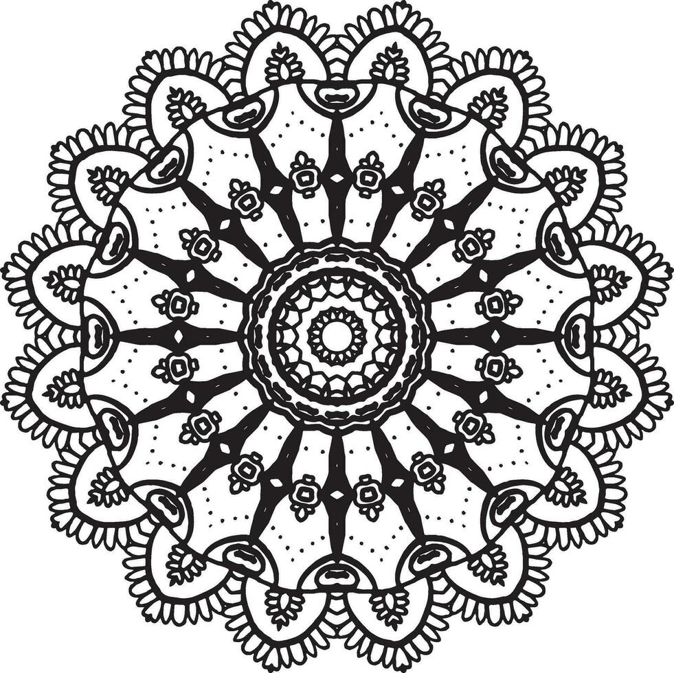 motivo circolare a forma di mandala per henné, mehndi, tatuaggio, decorazione. ornamento decorativo in stile etnico orientale. pagina del libro da colorare. vettore