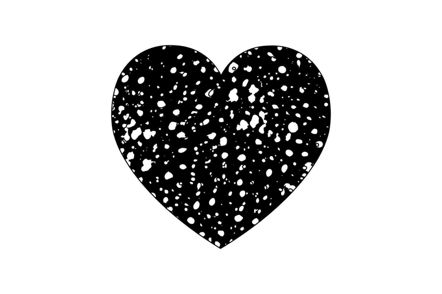 un' nero cuore con bianca macchie su un' bianca sfondo vettore