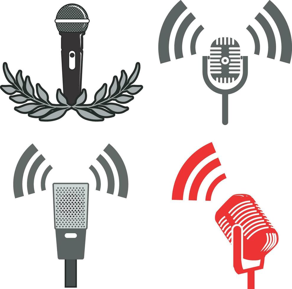 impostato di logo Podcast microfono vettore