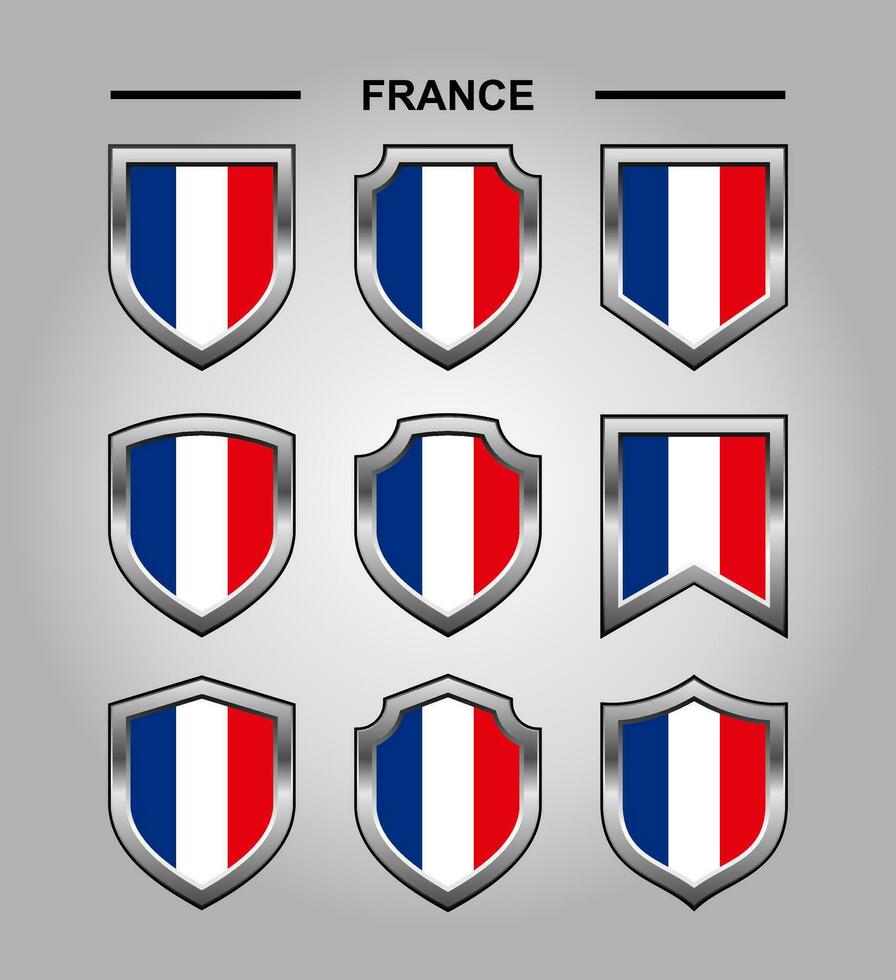 Francia nazionale emblemi bandiera e lusso scudo vettore