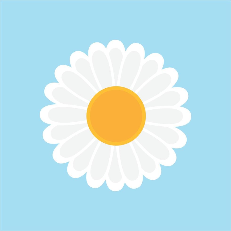 icona fiore margherita, icona girasole, illustrazione vettoriale sfondo blu