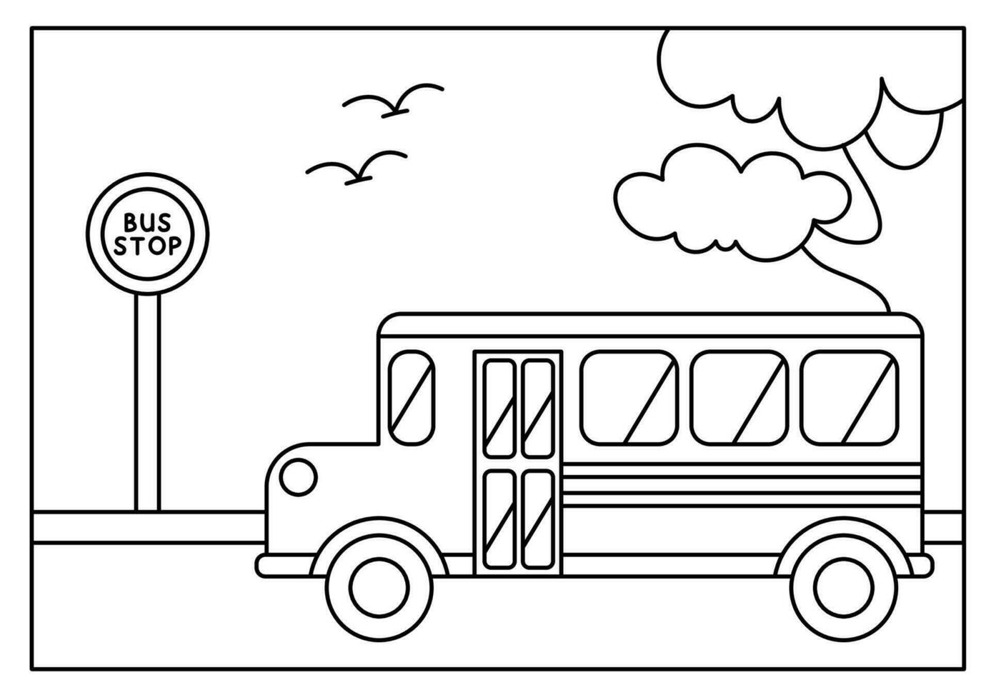 mezzi di trasporto veicolo disegno colorazione libro pagina vettore