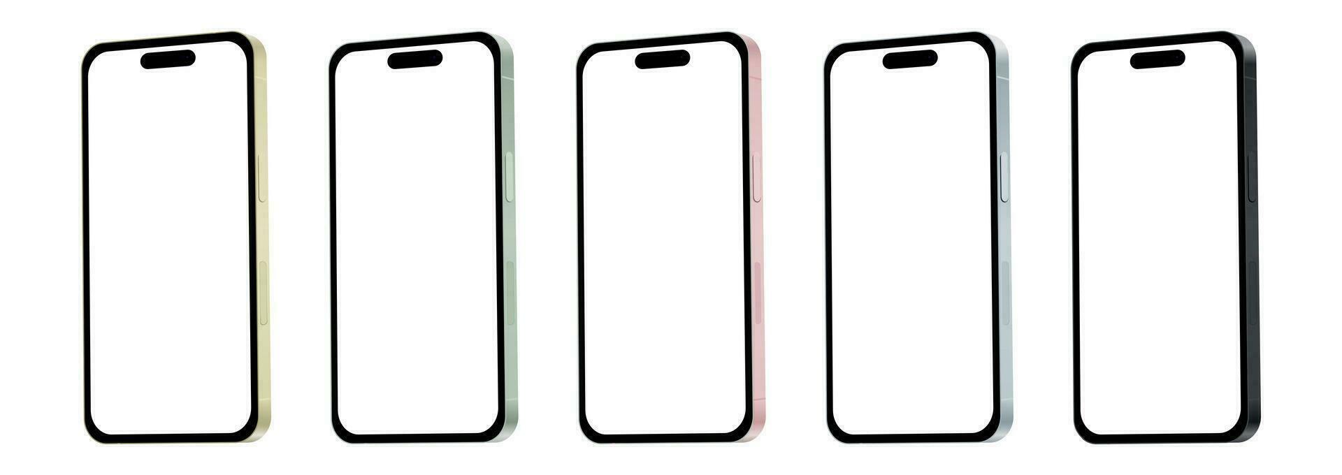 nuovo smartphone 15, moderno smartphone gadget, impostato di 5 pezzi nel nuovo originale colori - vettore