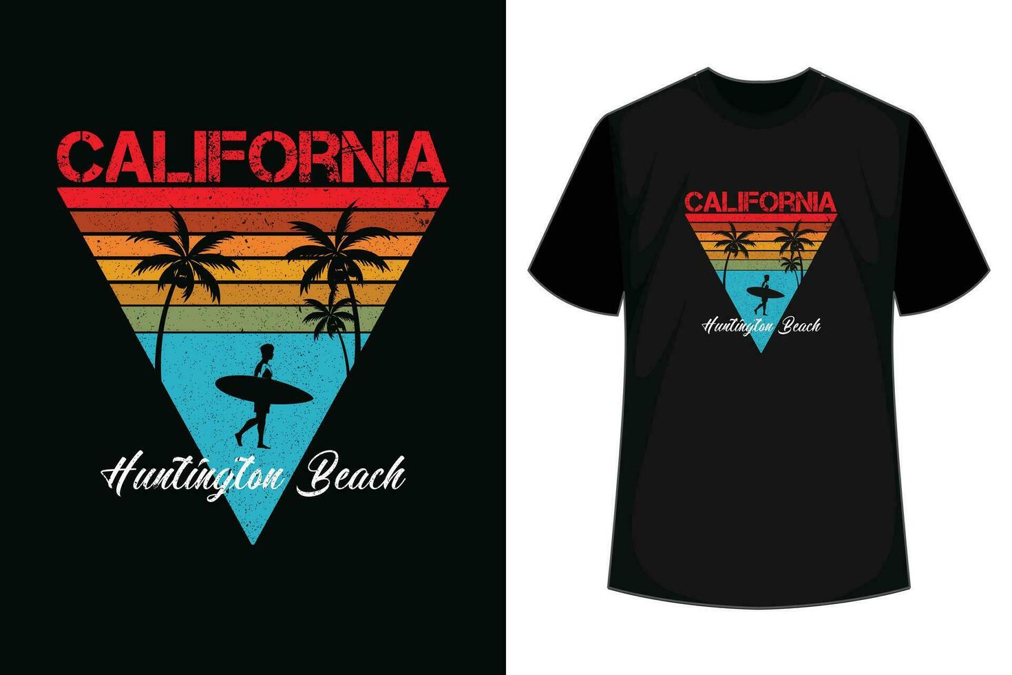 Huntington spiaggia California circa Vintage ▾ grafico retrò 70s maglietta vettore