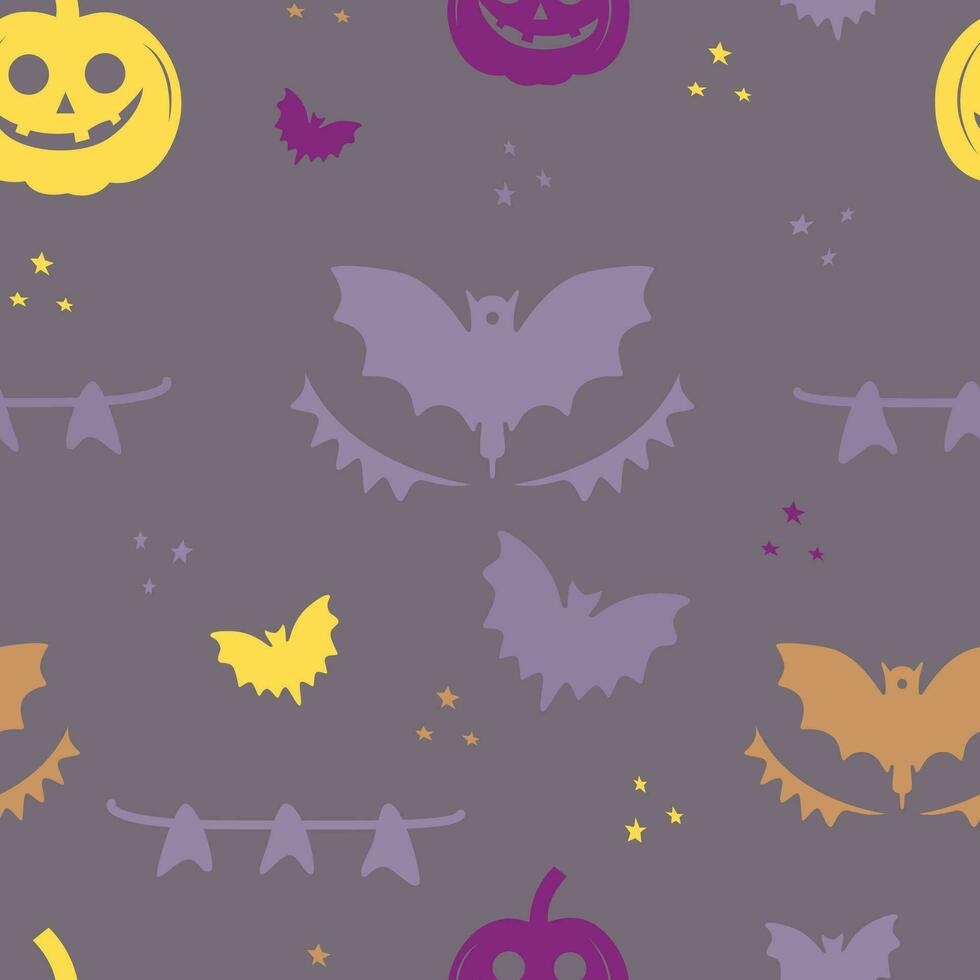 elevare il tuo Halloween vibrazione con zucca e pipistrello modello design. Perfetto per sinistro, festivo progetti. vettore
