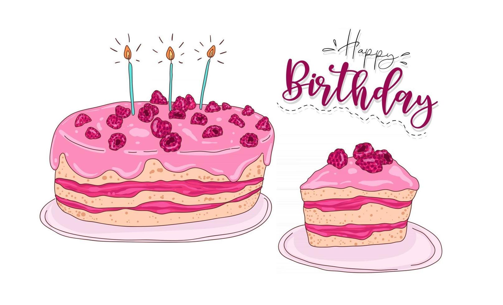 buon compleanno biglietto di auguri ragazza con torta di compleanno 2424749  Arte vettoriale a Vecteezy