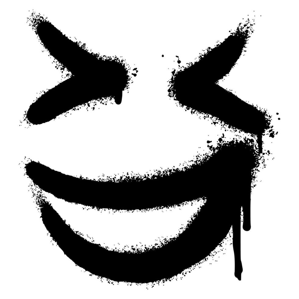 spray dipinto graffiti sorridente viso emoticon isolato su bianca sfondo. vettore