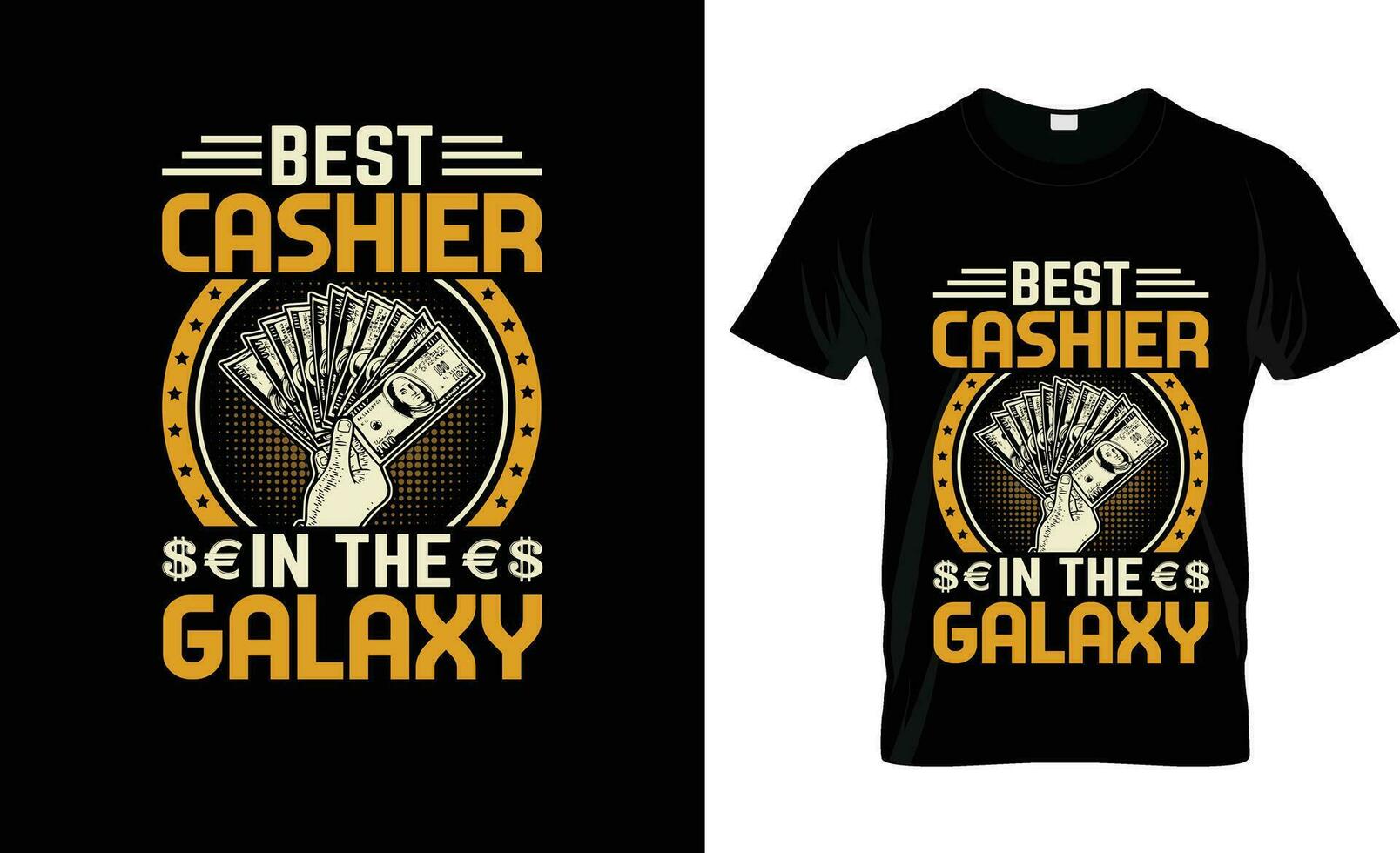 migliore cassiere nel il galassia colorato grafico maglietta, maglietta Stampa modello vettore