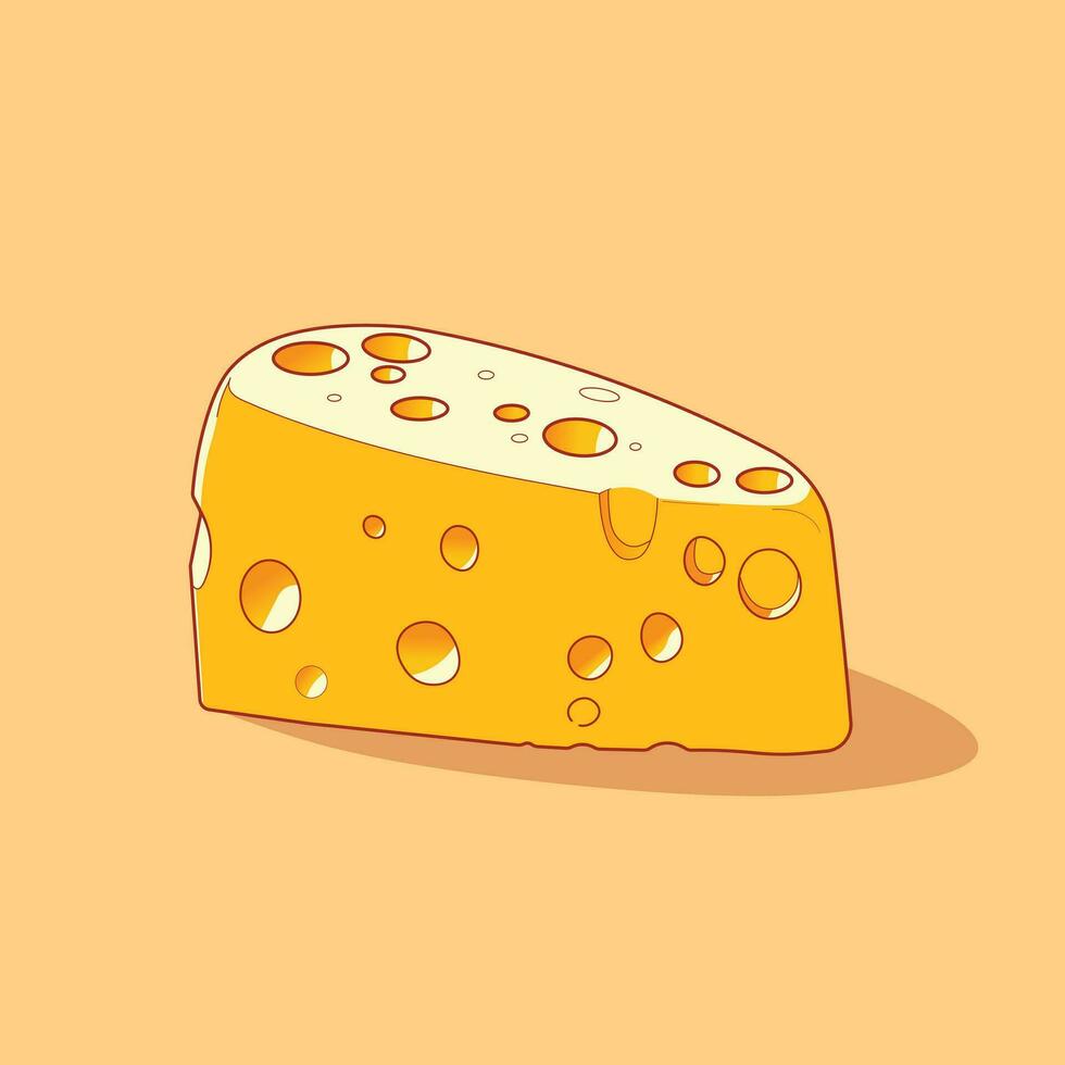 illustrazione di un' pezzo di formaggio isolato su un' giallo sfondo vettore