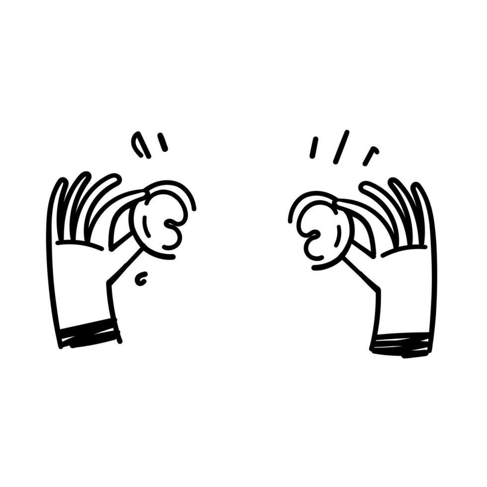 mano disegnato scarabocchio mano gesto per orecchio mentre ascoltando illustrazione vettore