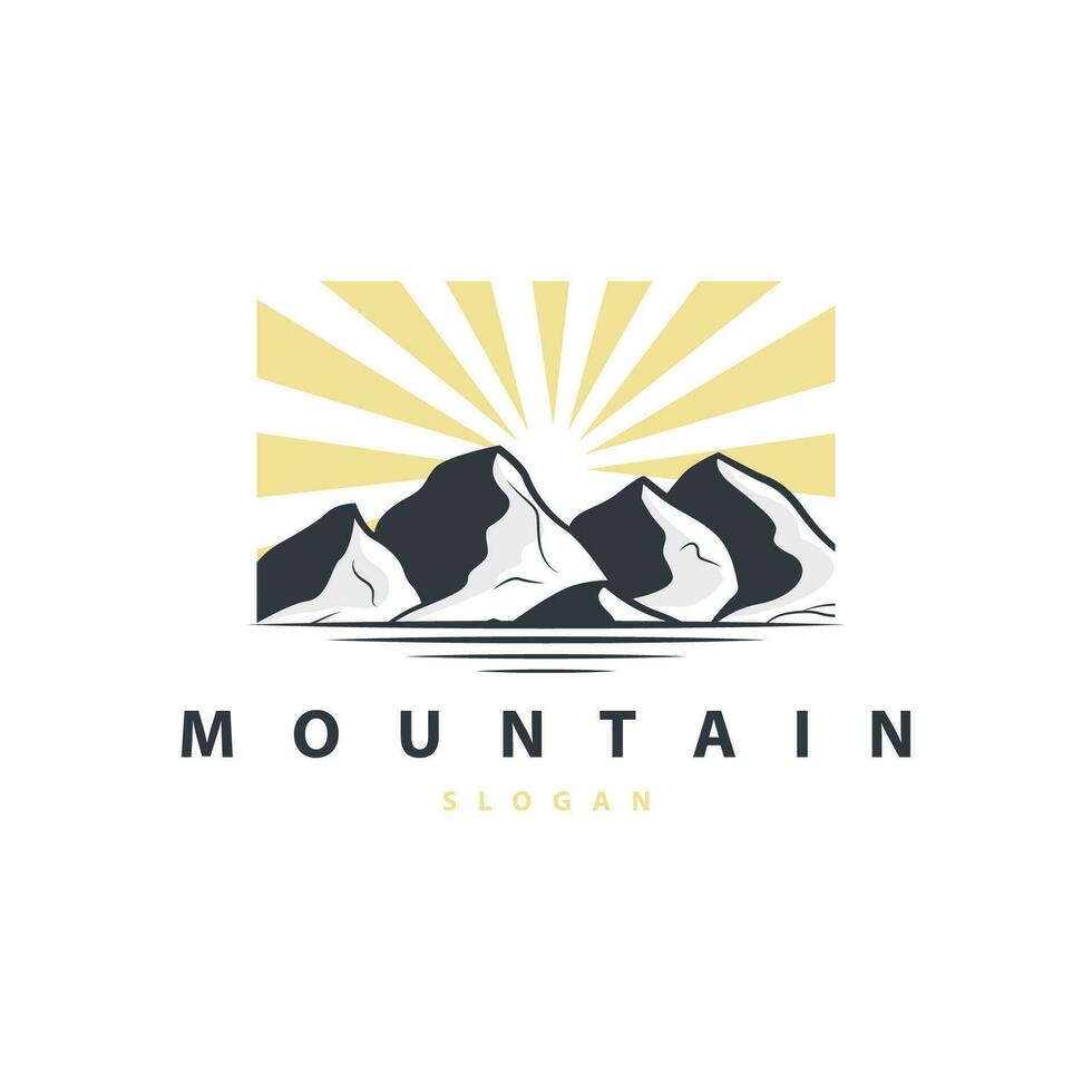 montagna natura paesaggio logo semplice minimalista disegno, vettore illustrazione simbolo modello